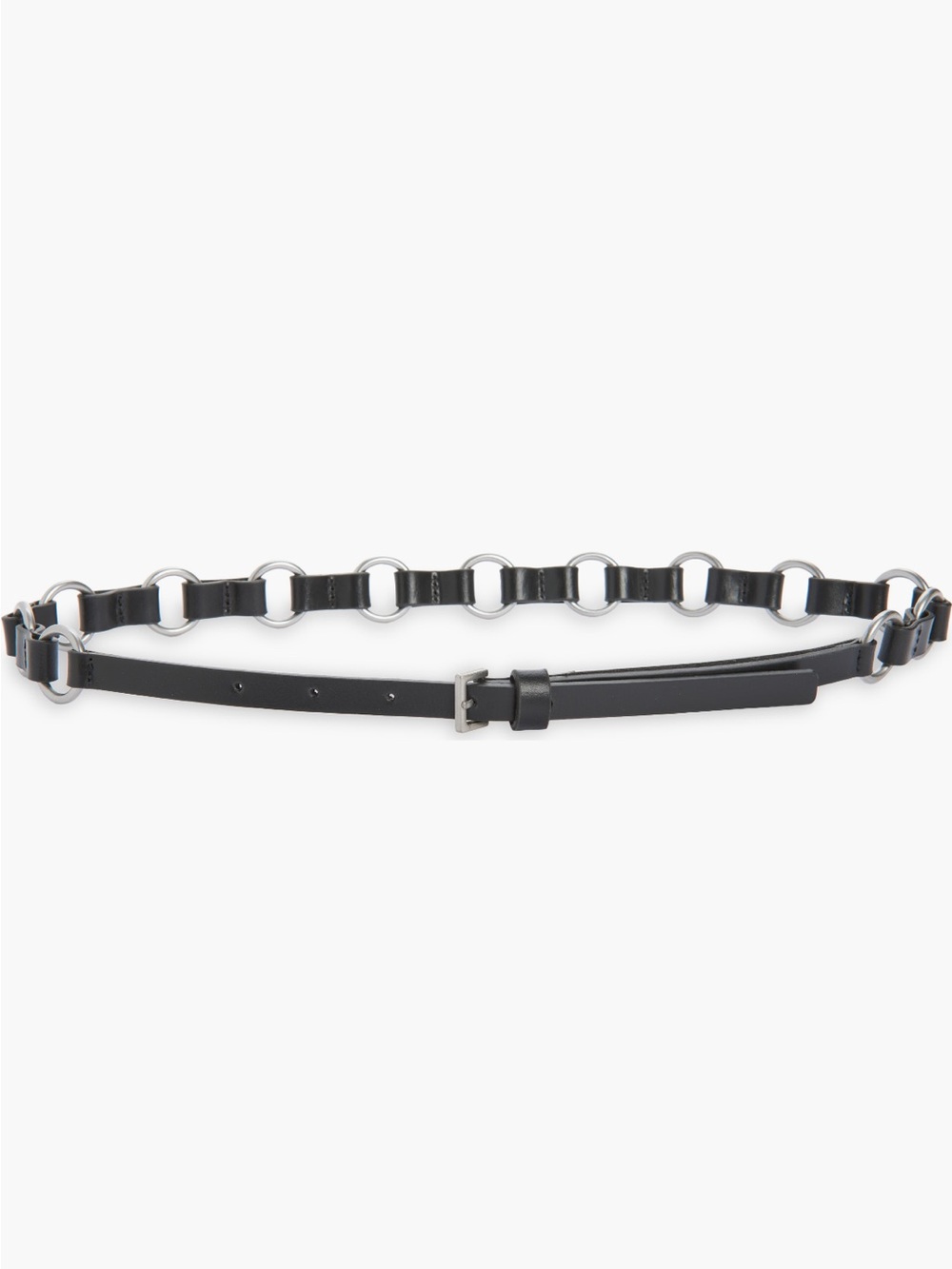 AllSaints Black Leather Ring-Link Belt NWT